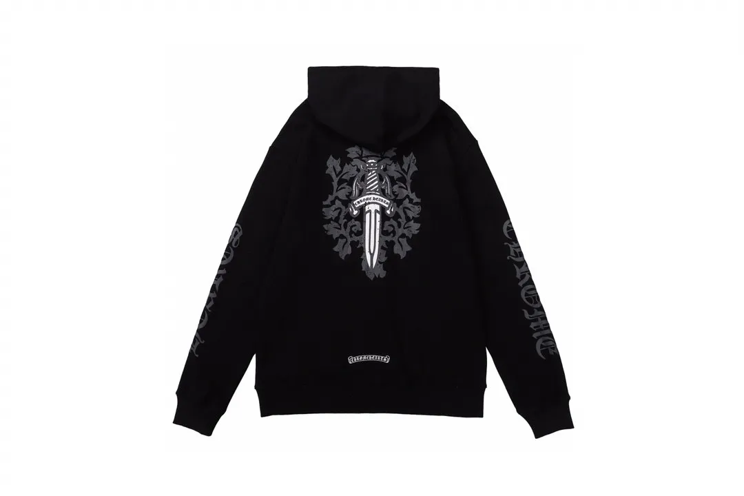 Q25—P230 -Chrome Hearts/Chrome Hearts printed zipper sweatshirt cardigan jacket -420 grams of high-density, high-quality wool, soft, delicate and skin-friendly, soft and silky to the touch, warm and skin-friendly -The hardware zipper accessories are all customized and full of details -Colour: black -Size: S M L XL